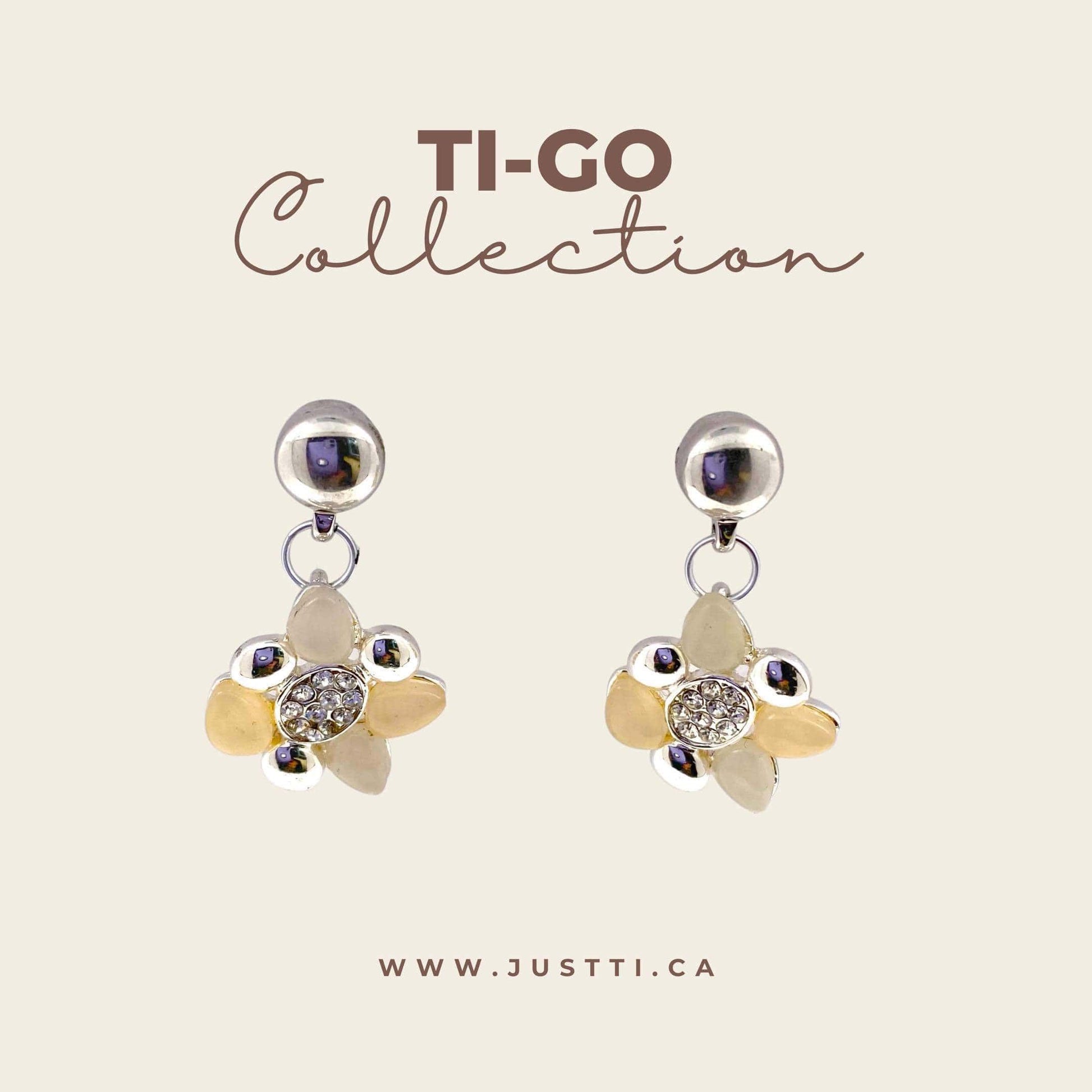 TI-GO Summer Blossom leaf earring. Detachable earrings for a truly hypoallergenic jewellery on a white background