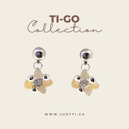 TI-GO Summer Blossom leaf earring. Detachable earrings for a truly hypoallergenic jewellery on a white background