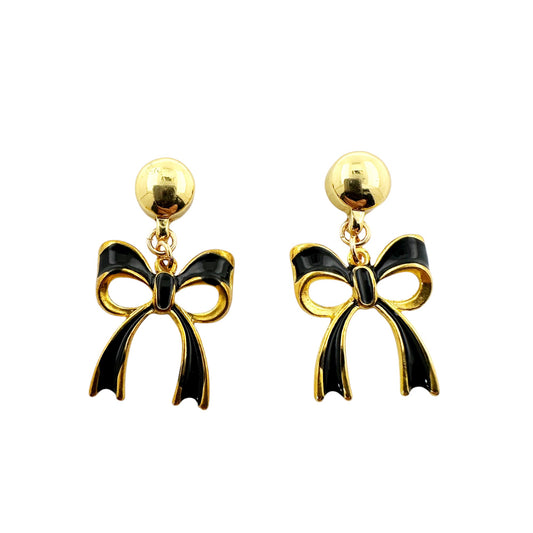 TI-GO Titanium Black Bow earrings. Detachable earrings for a truly hypoallergenic jewellery on a white background