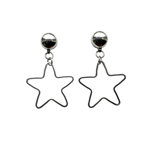 Ti-Go Minimal Silver Star earrings. Detachable earrings for a truly hypoallergenic jewellery on a white background