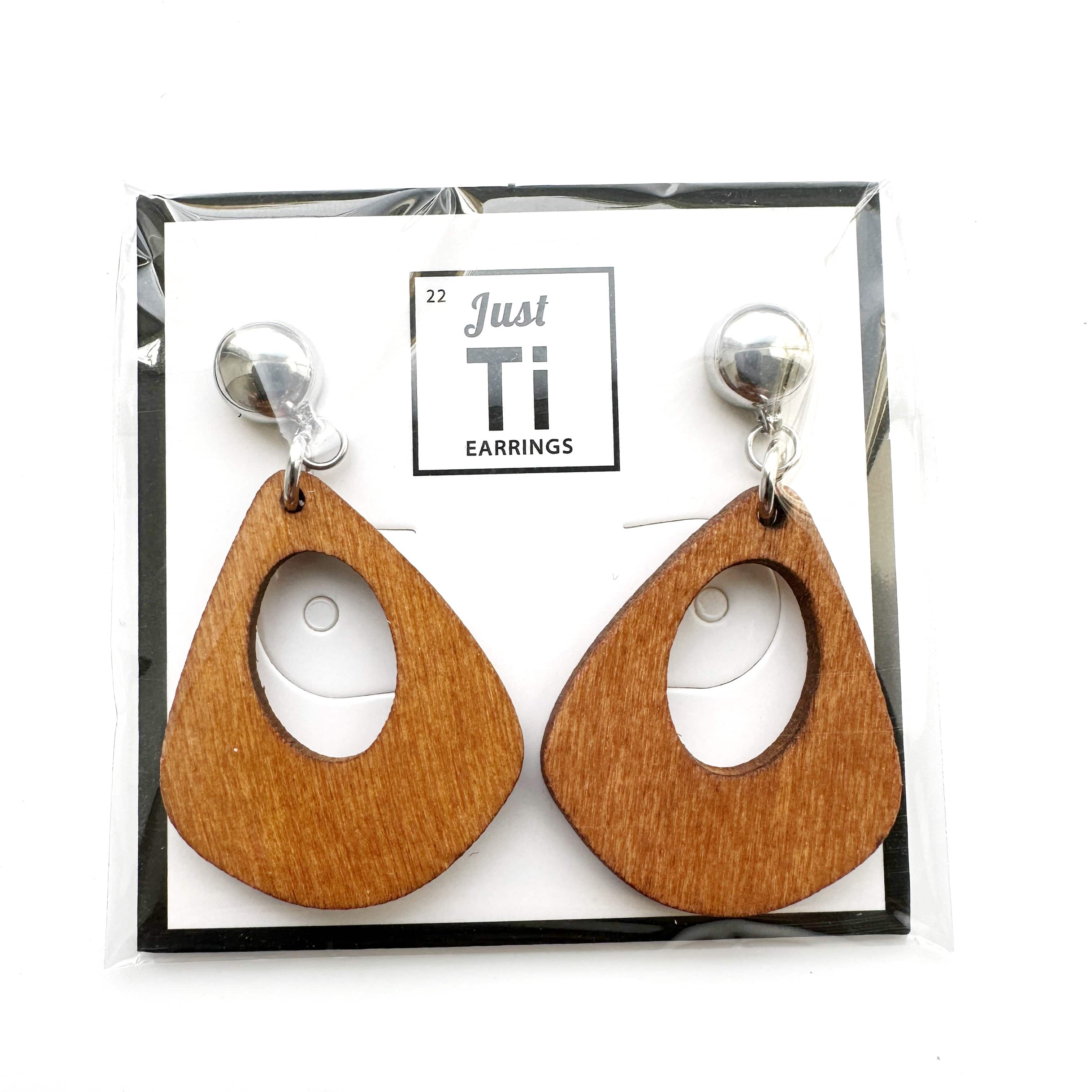 Ti-Go Wooden Water Drop Earrings