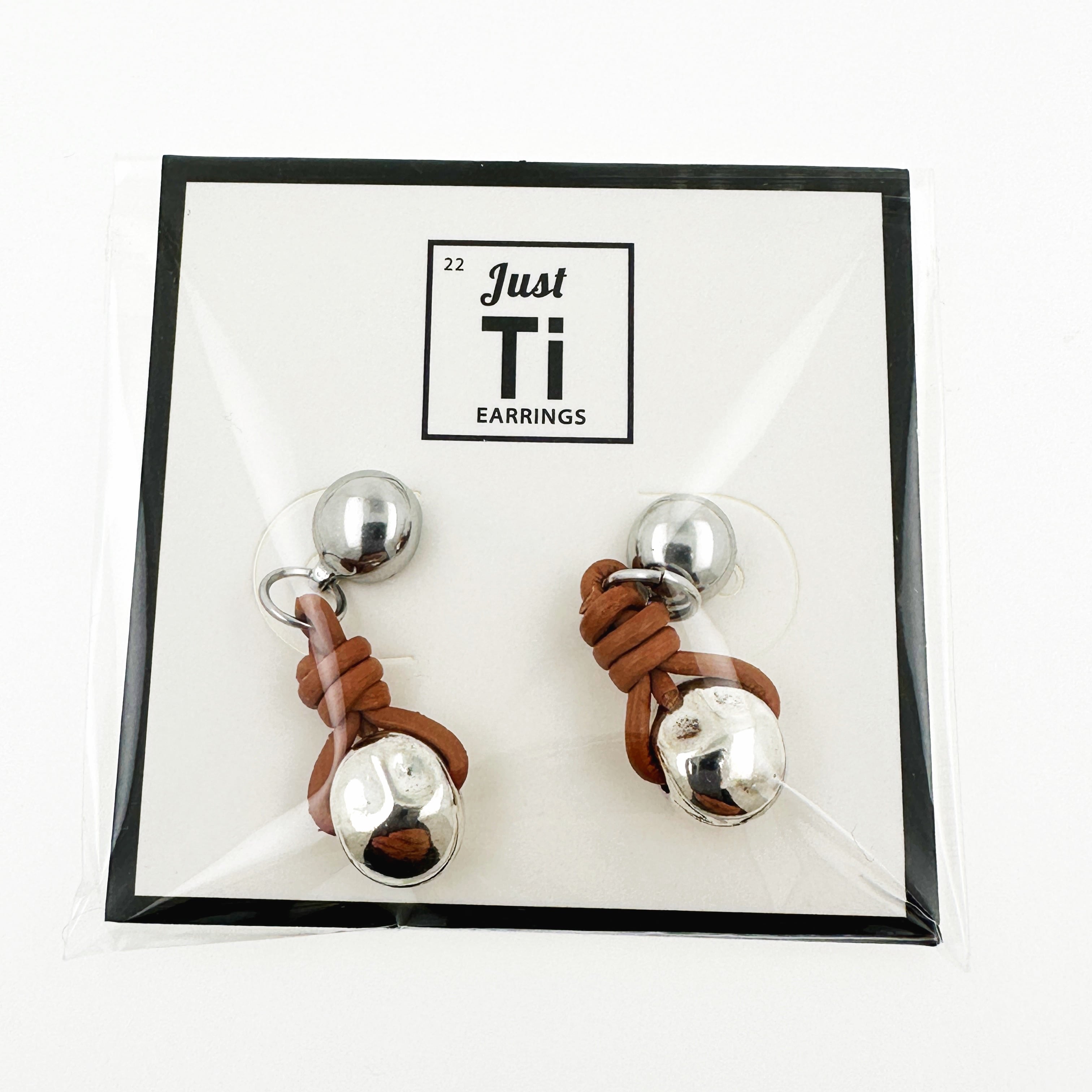 Ti-Go tied silver nugget earrings