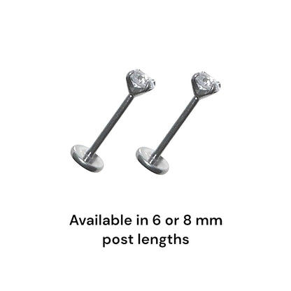 Titanium gem flat back threadless studs 2 sizes available on a white background