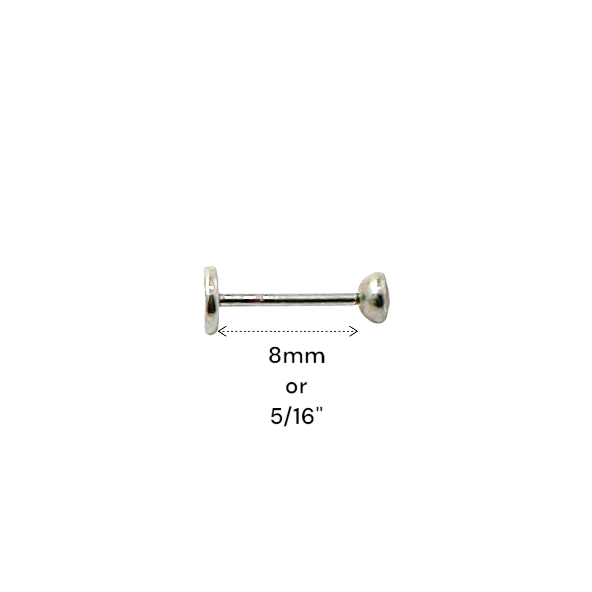 Titanium 3mm diamond gem flat back stud measured on a white background