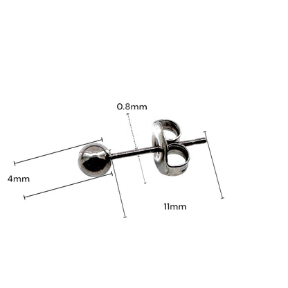 Titanium Ball Studs 4mm dimensions