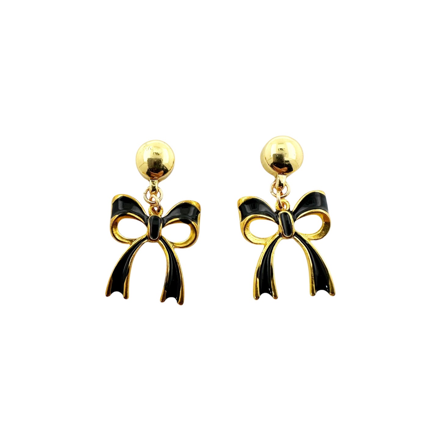 Titanium Black Bow earrings. Detachable earrings for a truly hypoallergenic jewellery on a white background