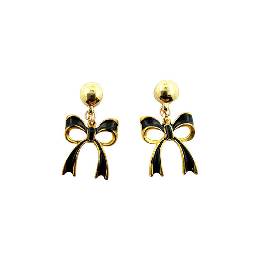 Titanium Black Bow earrings. Detachable earrings for a truly hypoallergenic jewellery on a white background