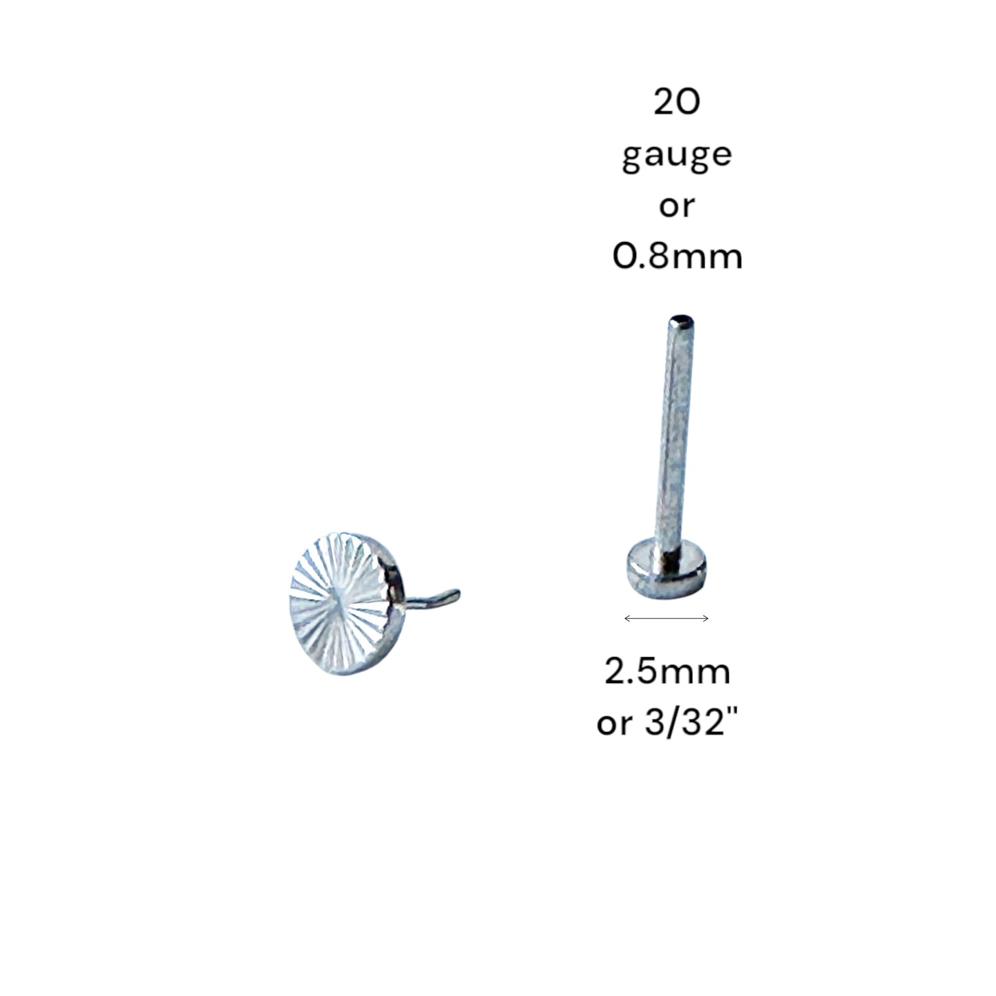 Titanium dremel flat back stud 20 gauge post on a white background