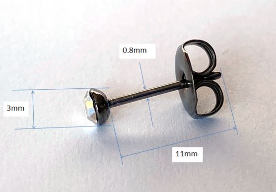 dimensions of the diamond stud earring Titanium Earrings Hypoallergenic