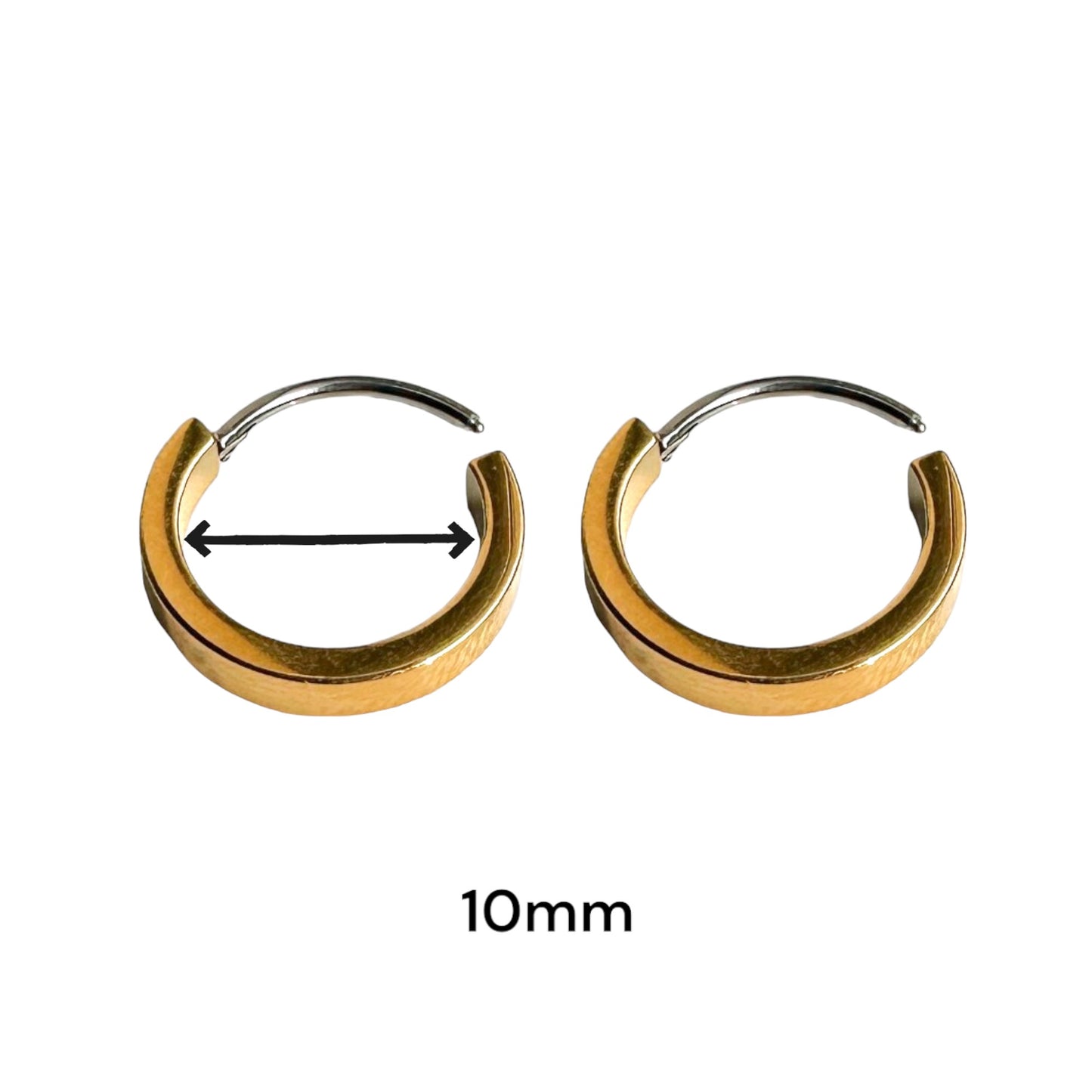 Titanium Hypoallergenic  Small Hoops Gold on a white background