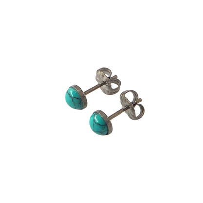 Marbled Studs -solid titanium studs and backs- Feature a small and minimal design on a white background. tourquoise