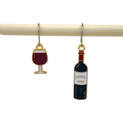 Wine earrings with titanium hook. on a white background