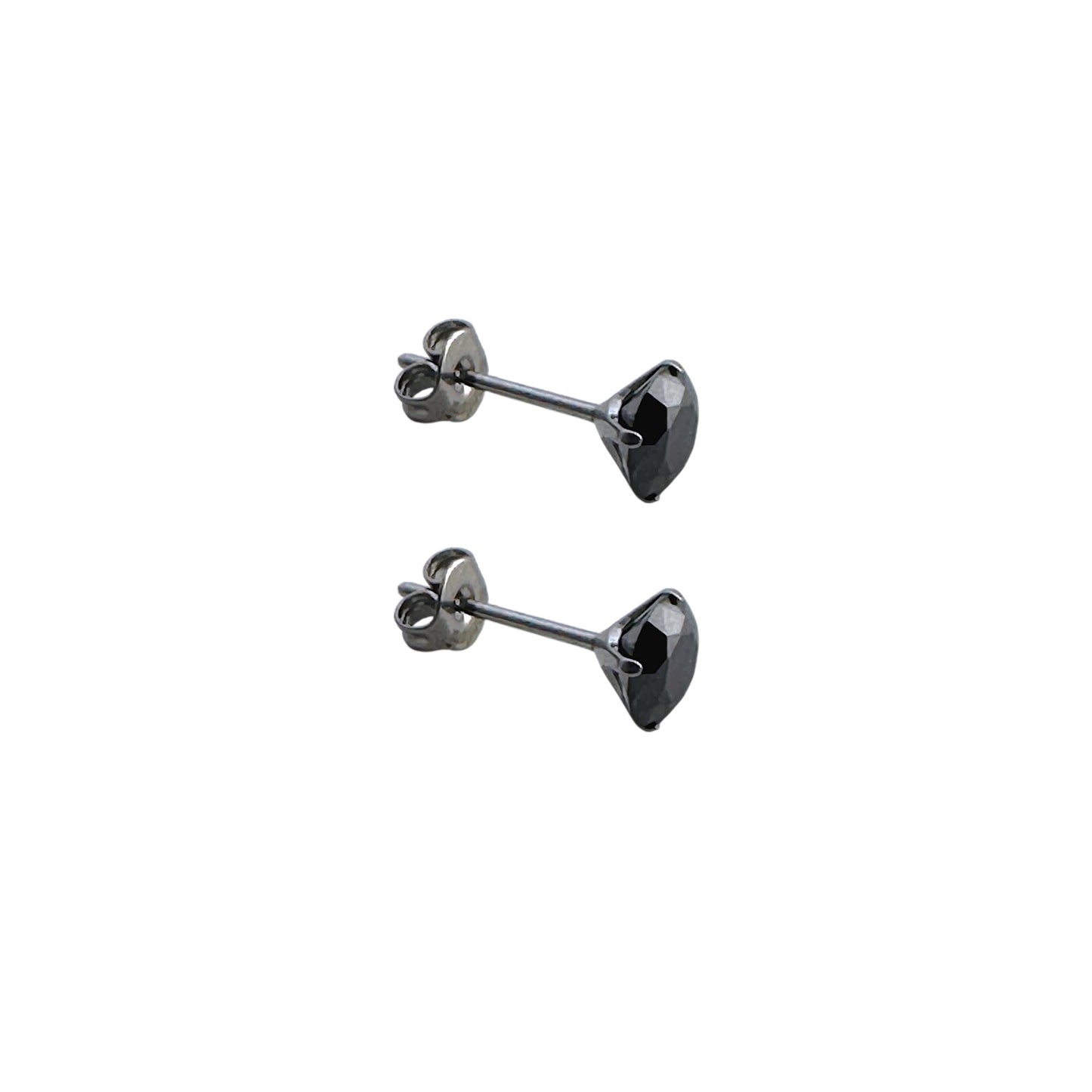 Black Gem Studs titanium large 6 mm on a white background