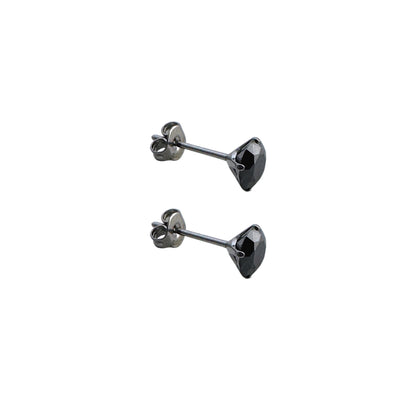 Black Gem Studs titanium large 6 mm on a white background