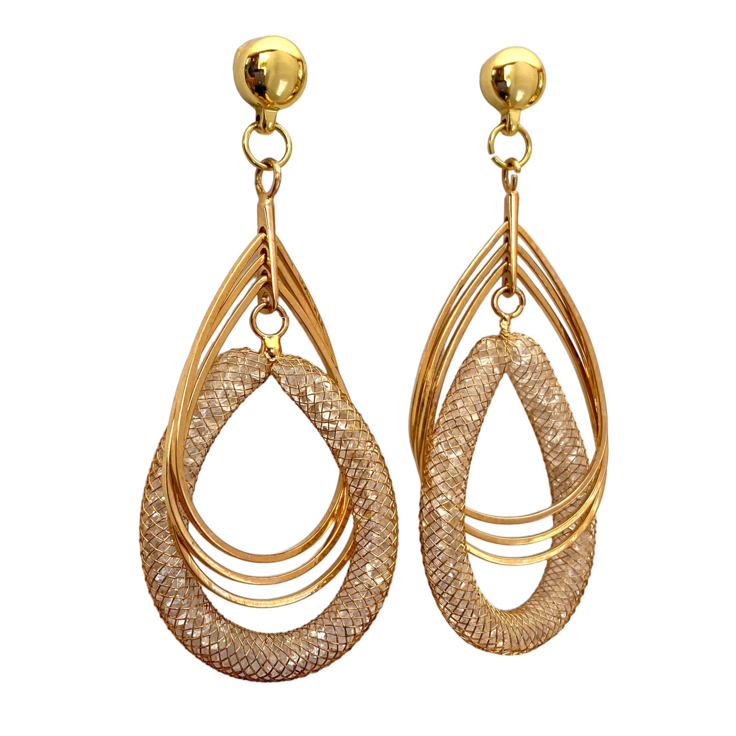 TI-GO Dewdrop Hoops earrings. Magnetic titanium interchangeable earring system. Detachable earrings for a truly hypoallergenic jewellery on a white background. gold