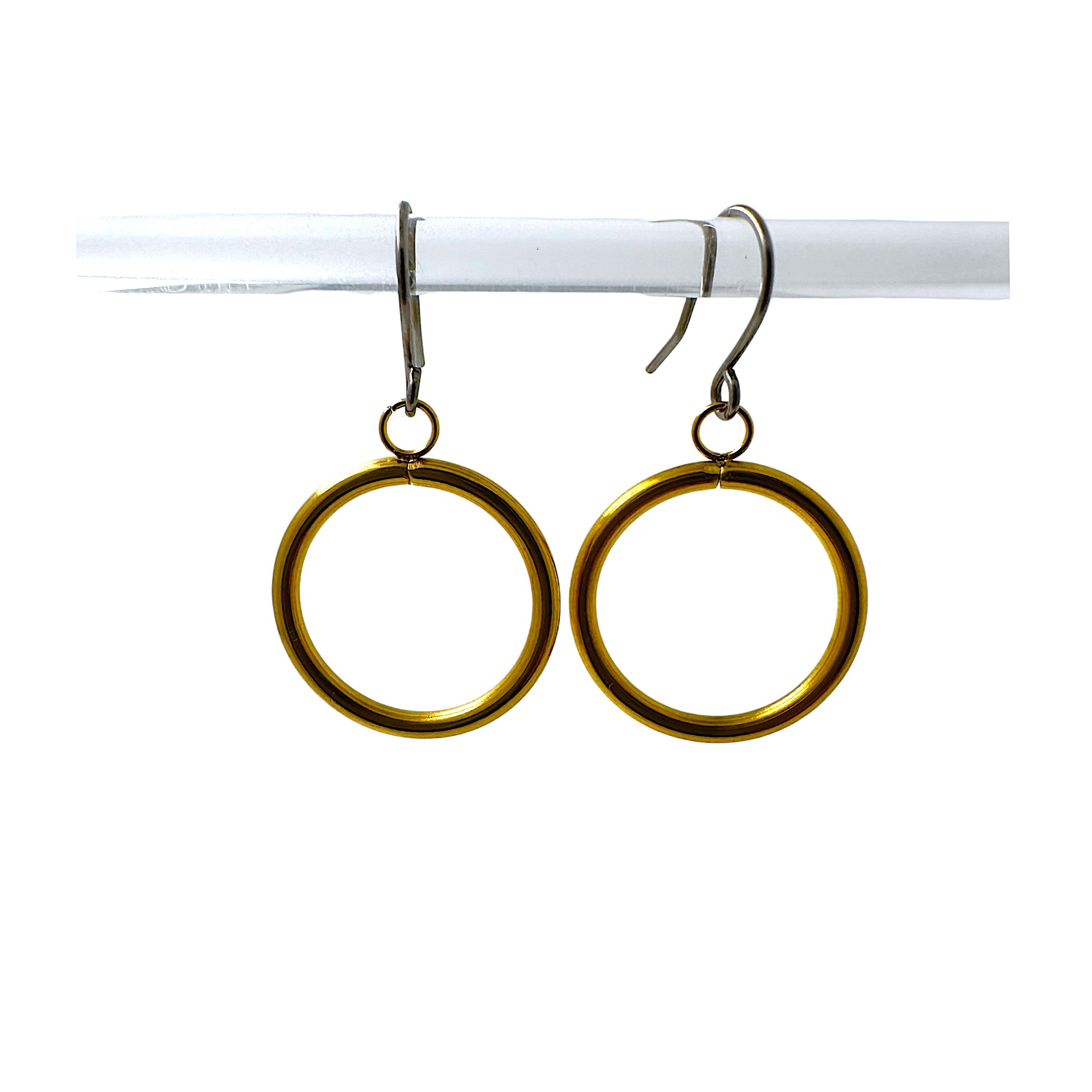 Titanium Hoop drop earrings gold 20mm Earrings for allergic reaction 