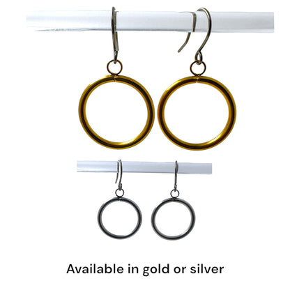 Titanium Hoop drop earrings gold silver 20mm Earrings for allergic reaction