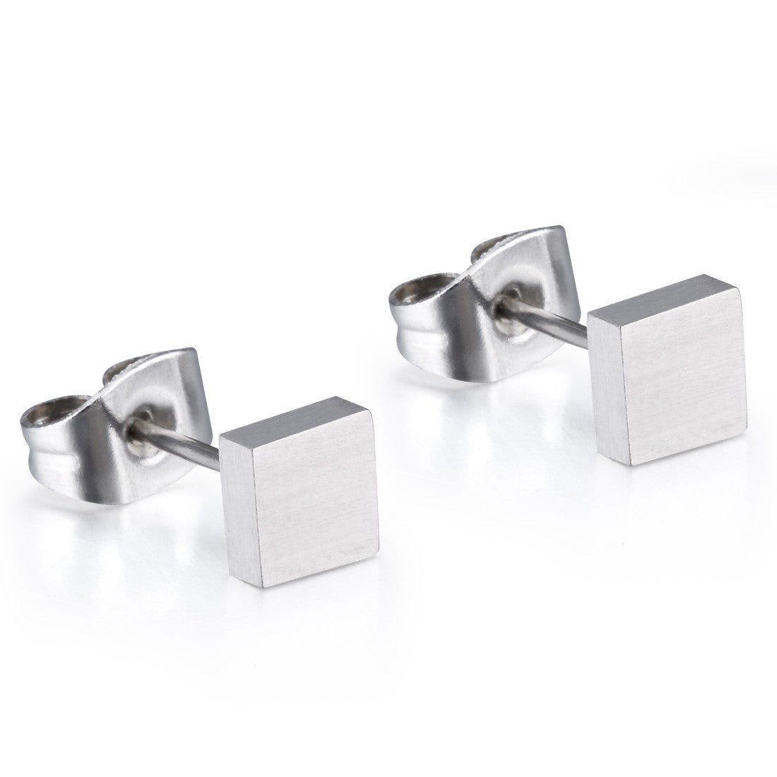 mini silver square titanium studs