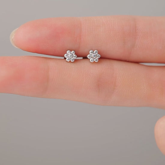 Titanium flat back threadless stud earring available in 2 gem sizes and 2 post lengths. 20 gauge