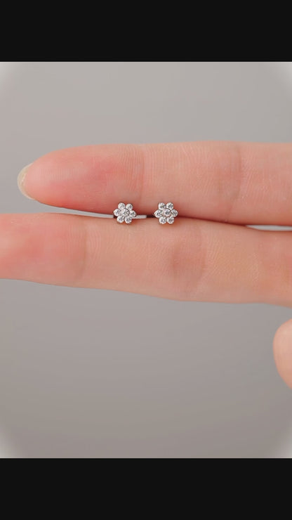 Titanium flat back threadless stud earring available in 2 gem sizes and 2 post lengths. 20 gauge