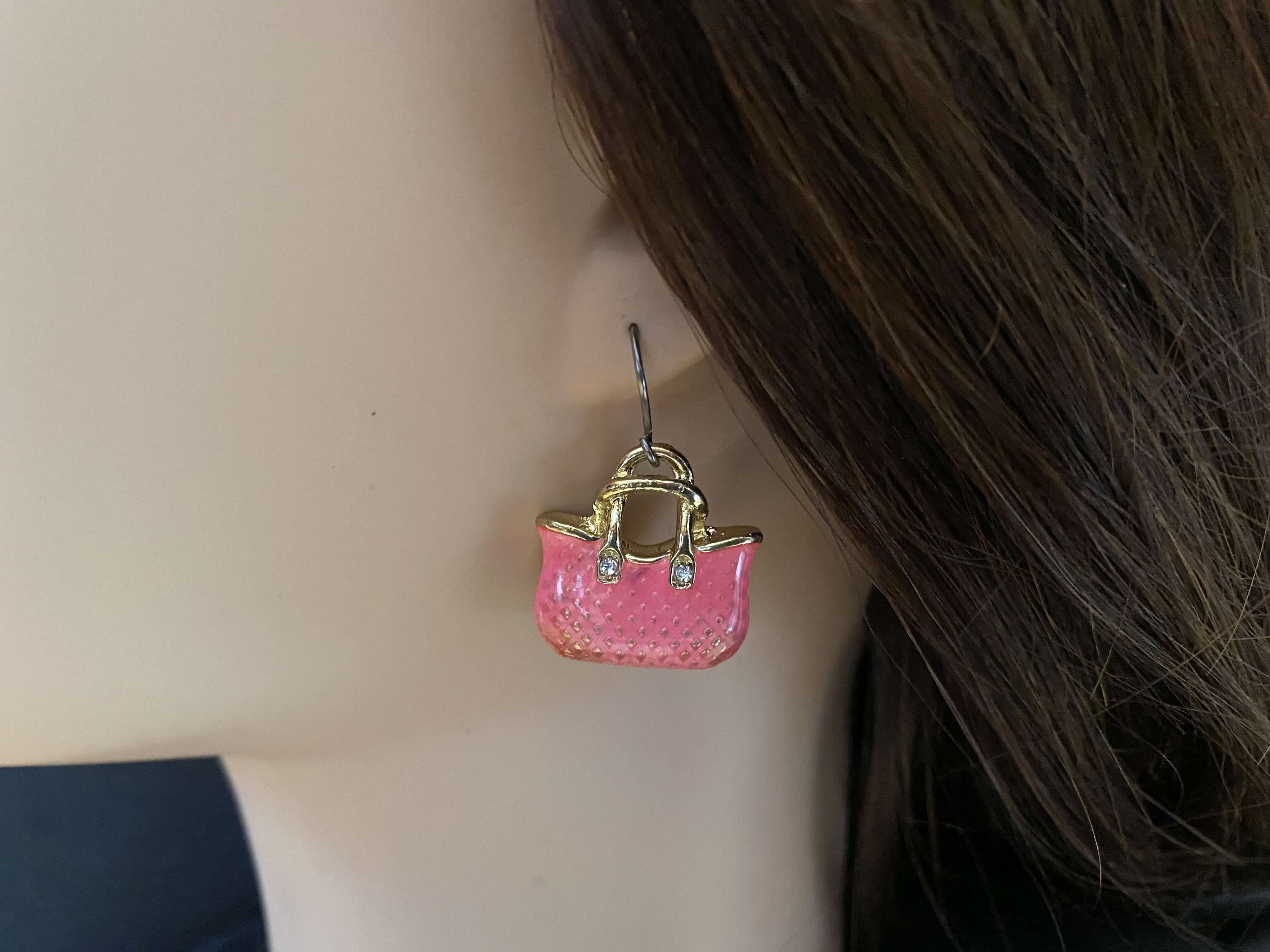 Handbag Charm pink on ear
