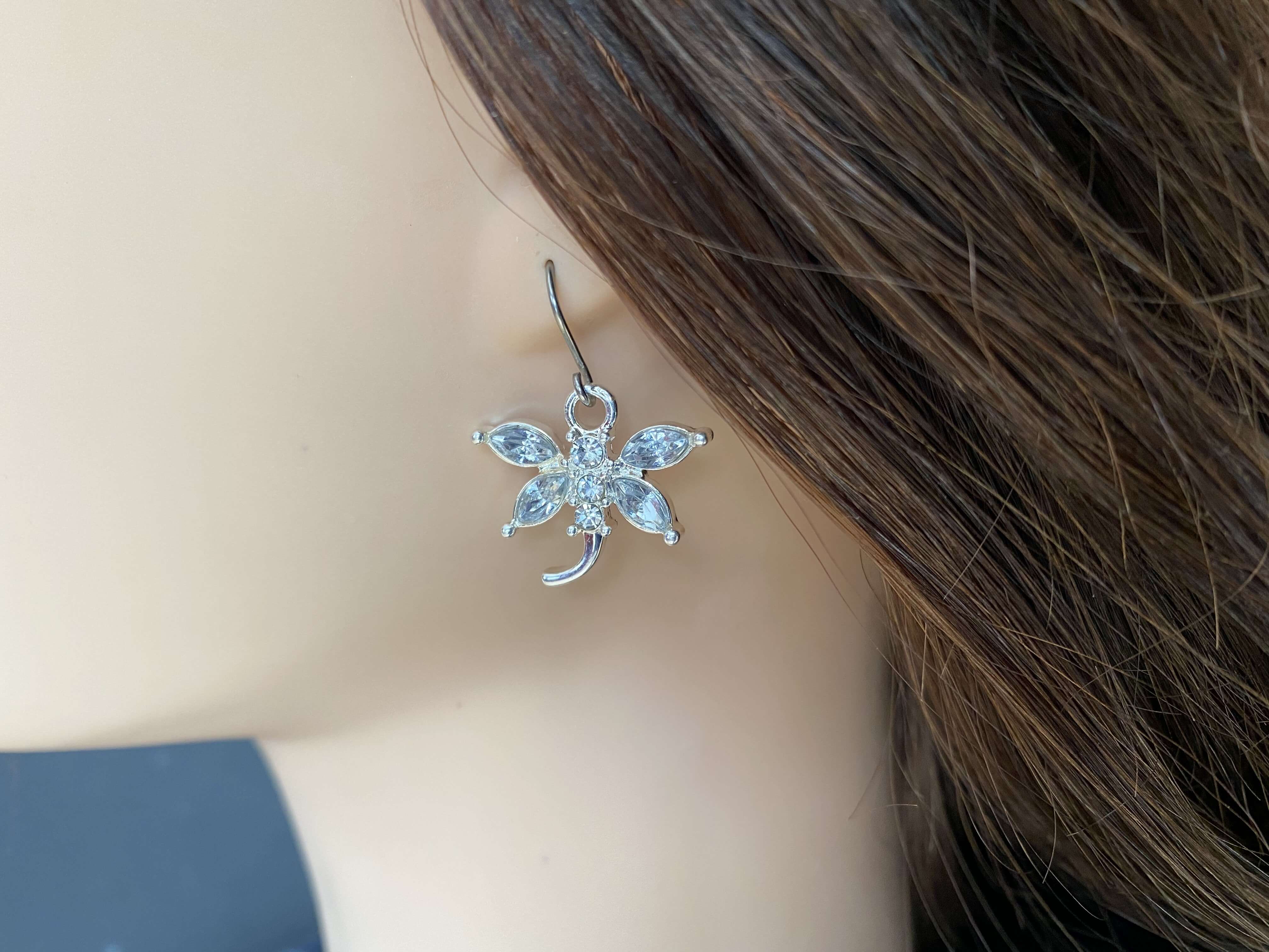 Bejewelled Dragonfly clear on ear