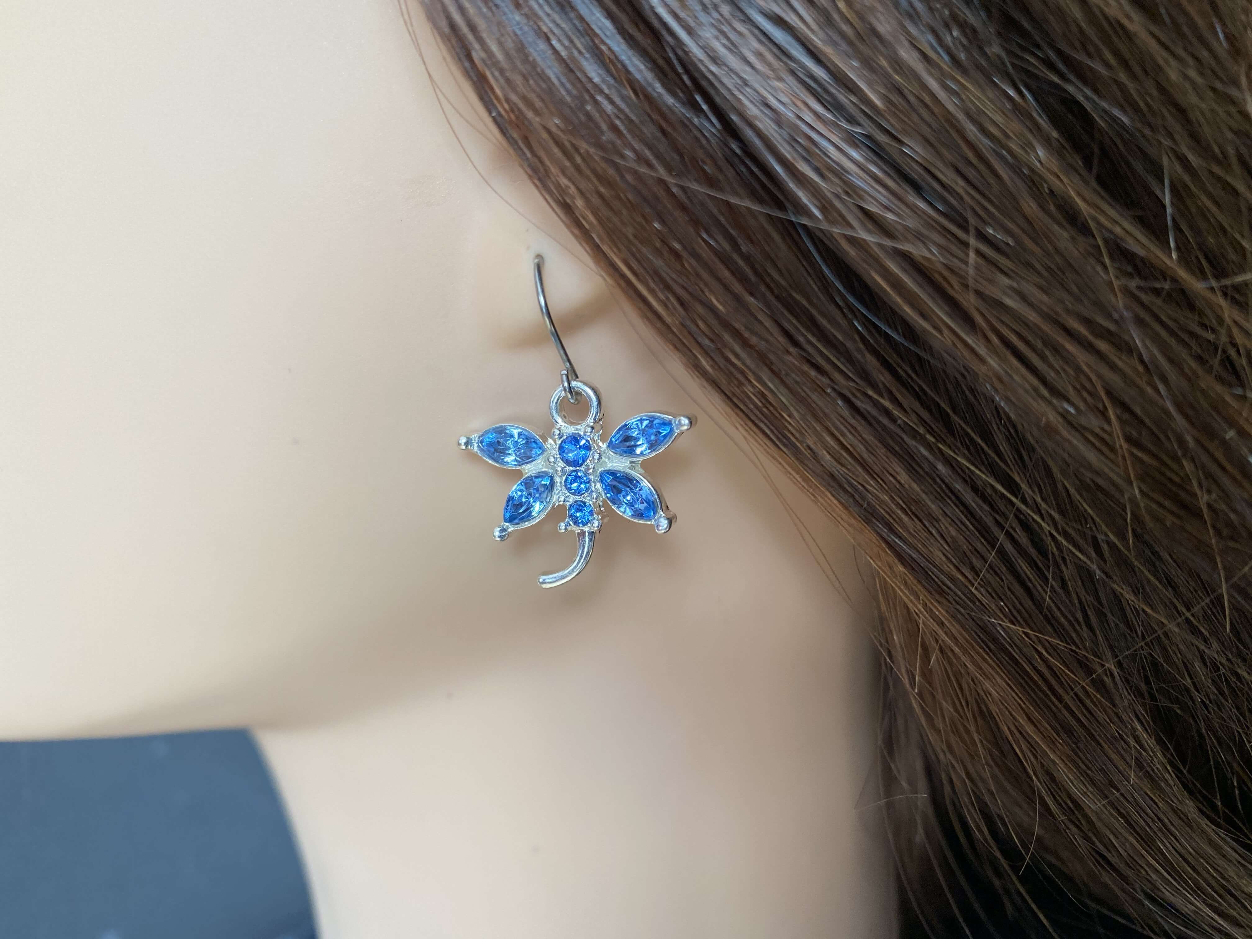 Bejewelled Dragonfly blue on ear