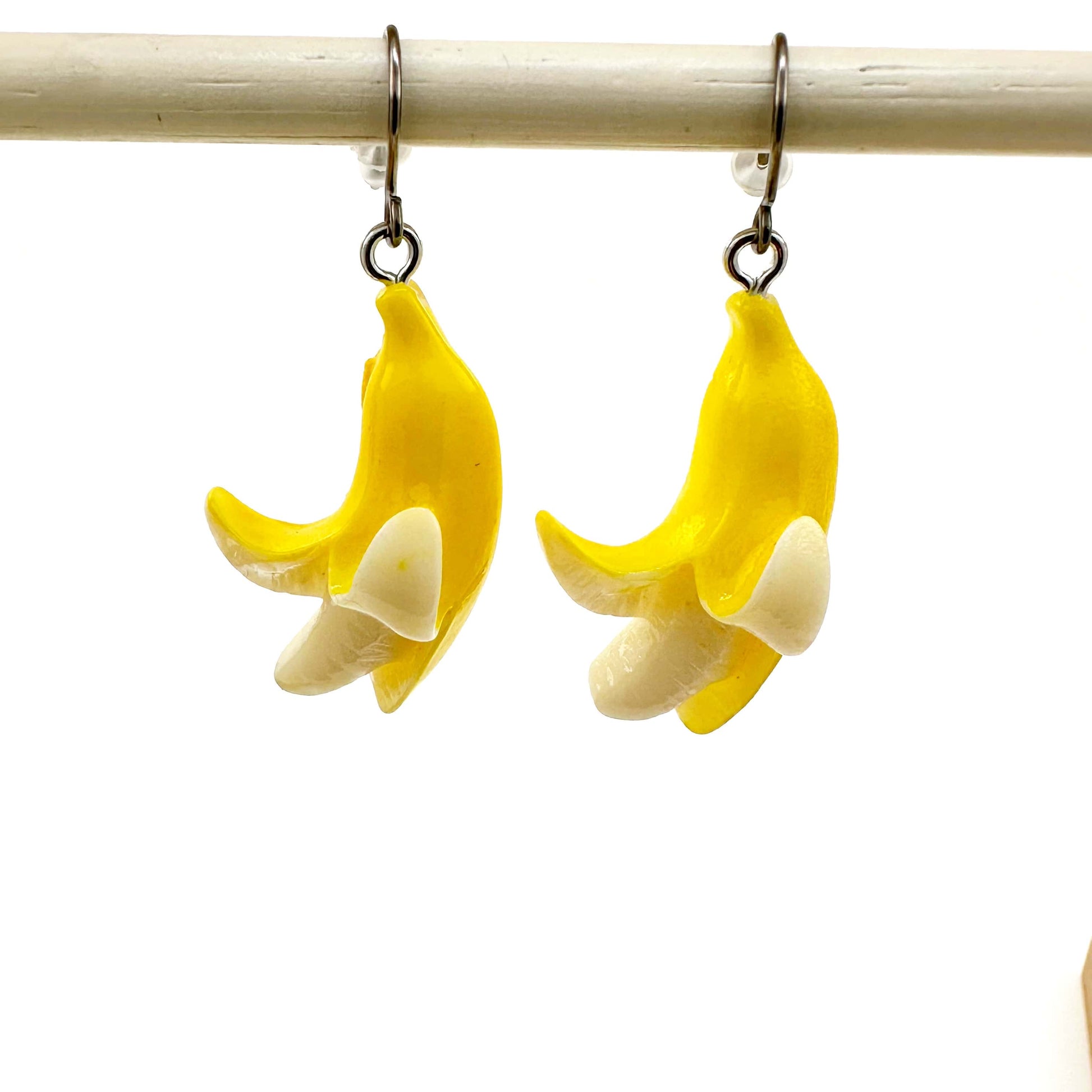 Banana drop earrings with titanium hook 