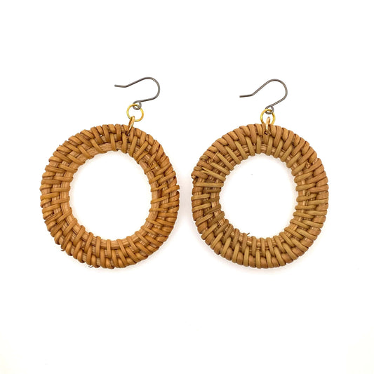 Bohemia style wicker geometric earrings with titanium hook