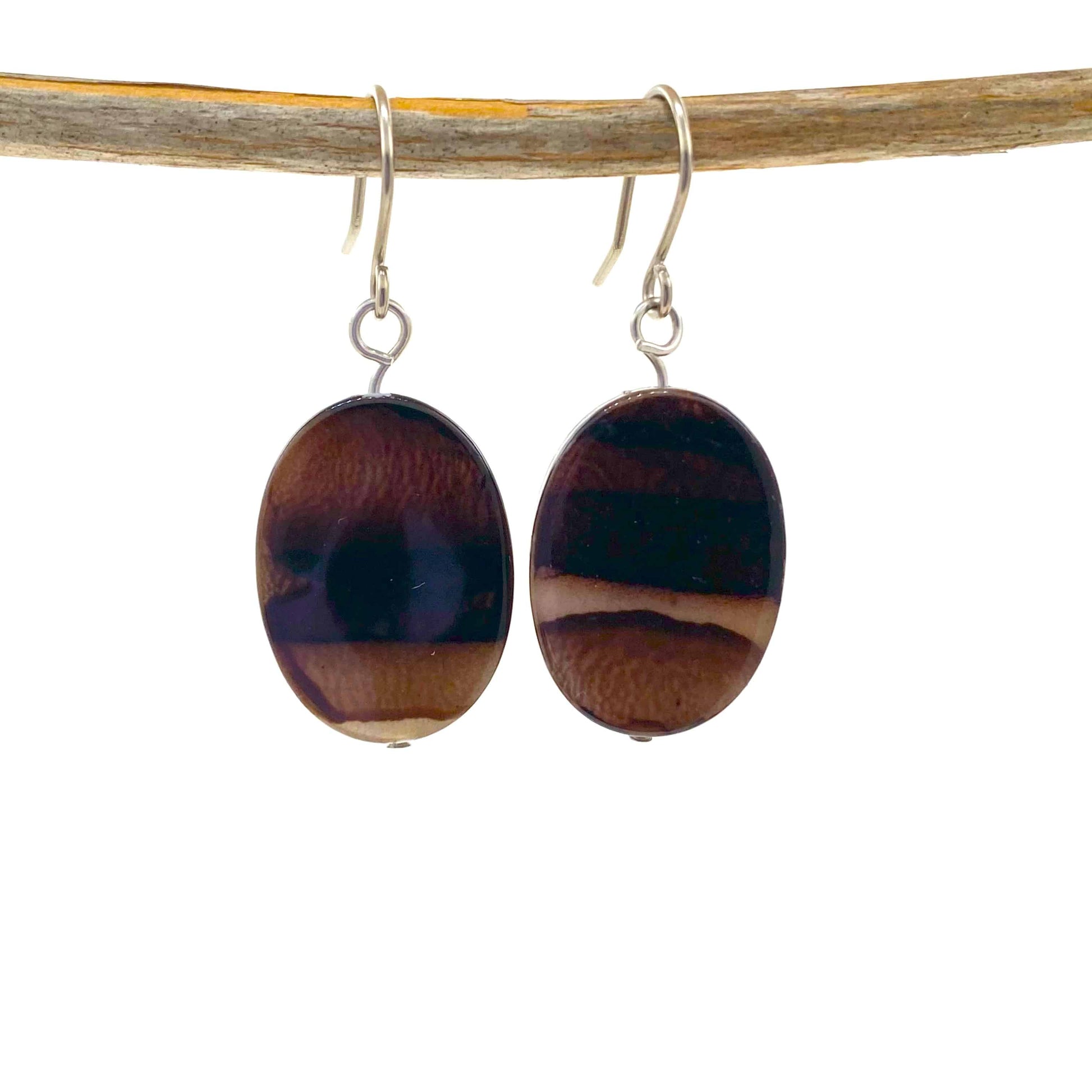 Coffee Ceramic earrings with titanium hook. Ceramic brown 