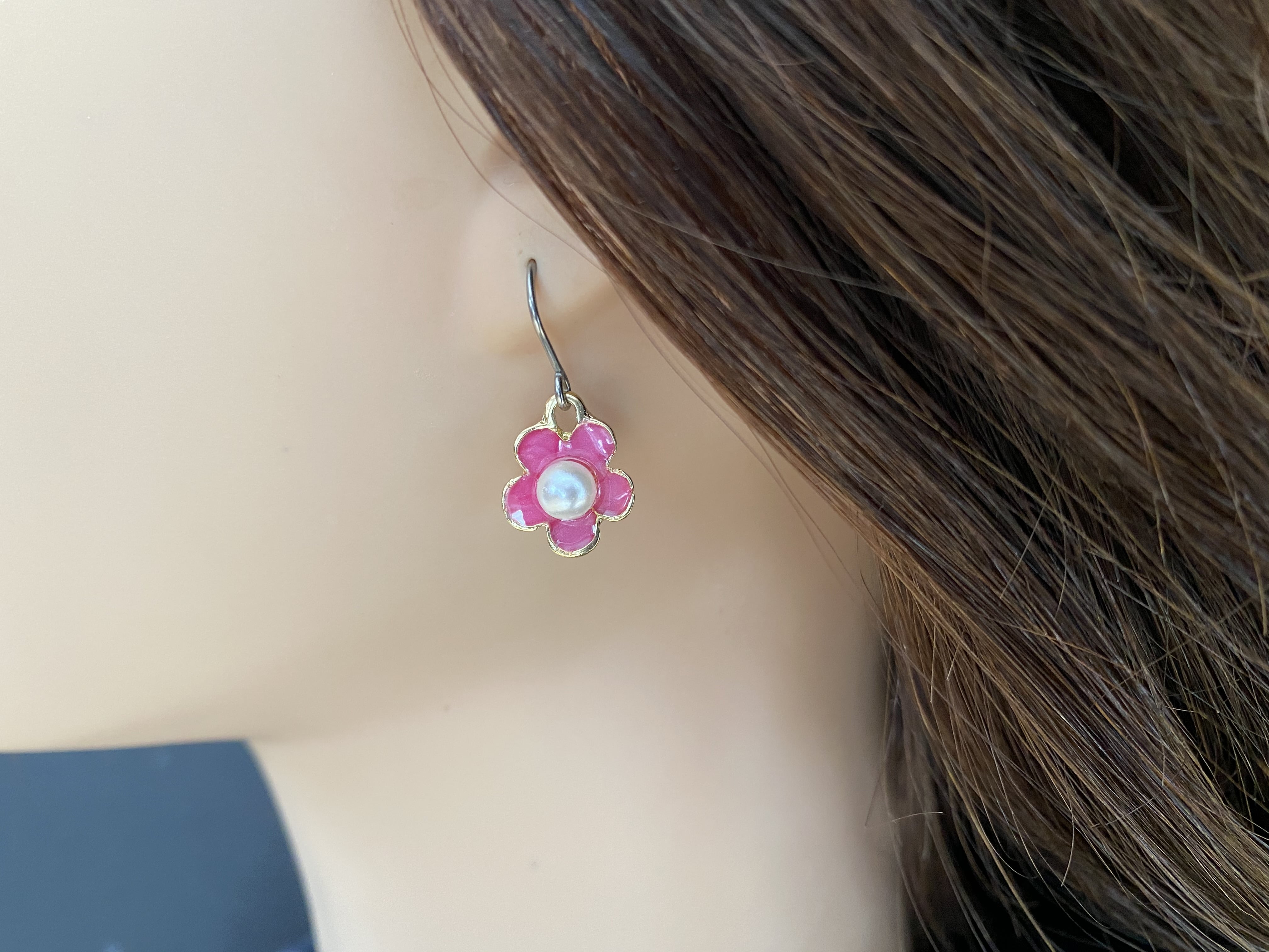 Forget-Me-Not Pink Charm Earrings
