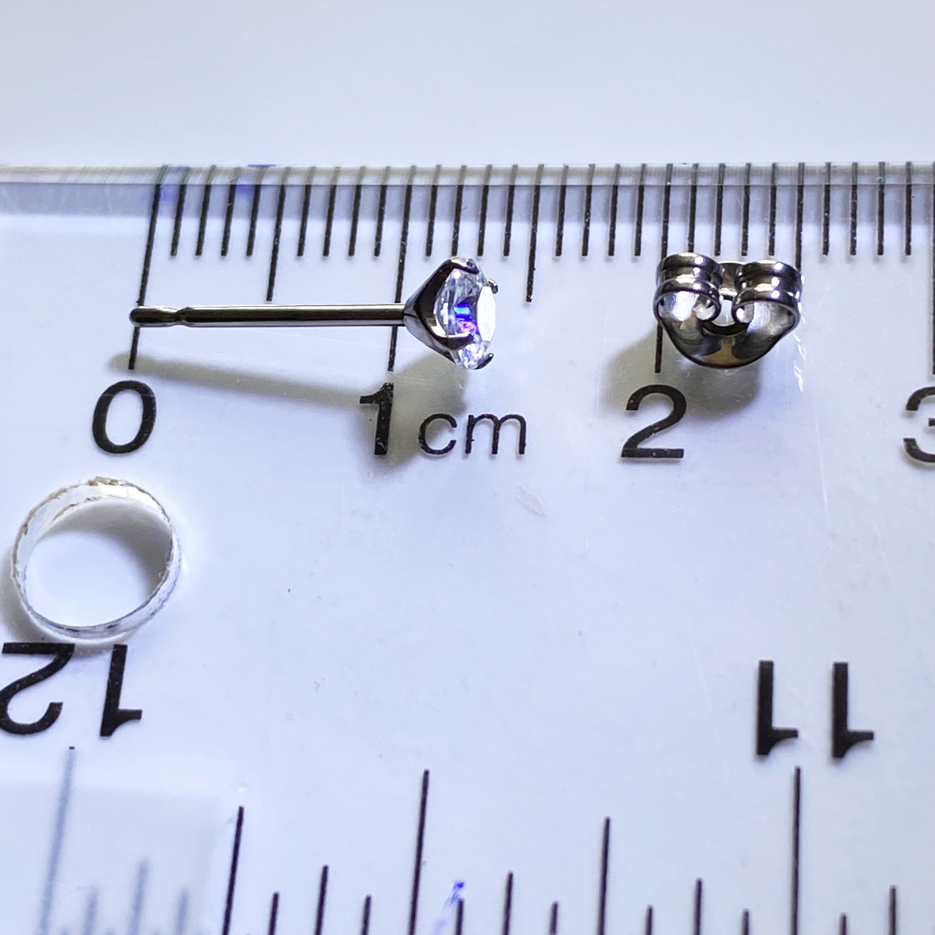 Diamond Gem Studs 4mm adjustable fit