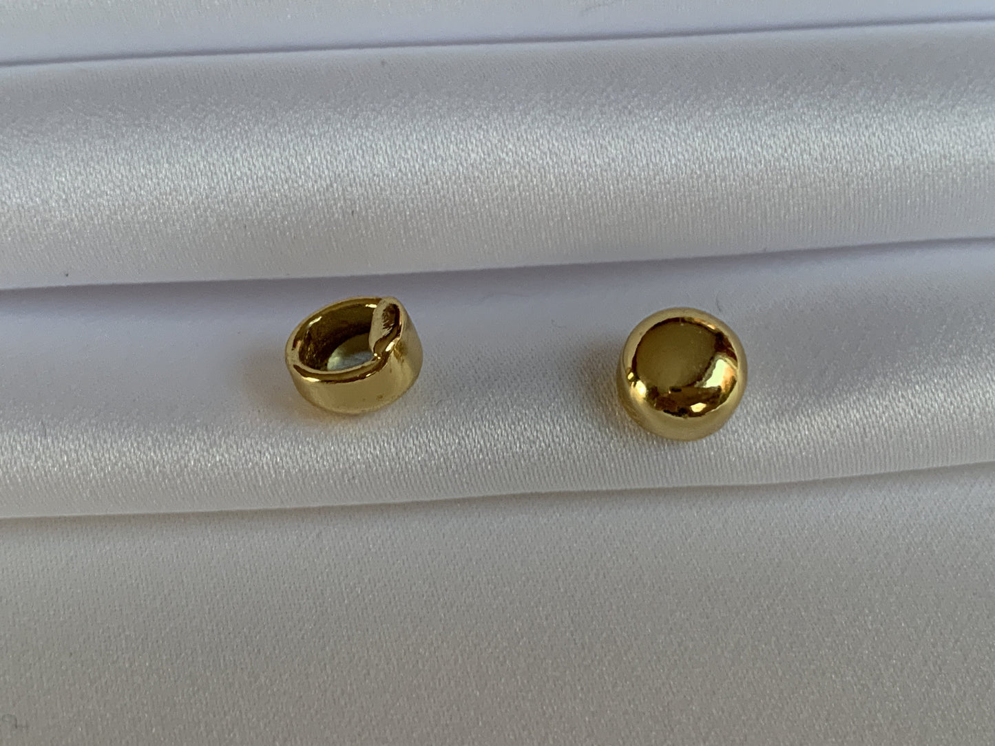  Gold Magnetic Stud covers. Detachable earrings for a truly hypoallergenic jewellery on a white linen