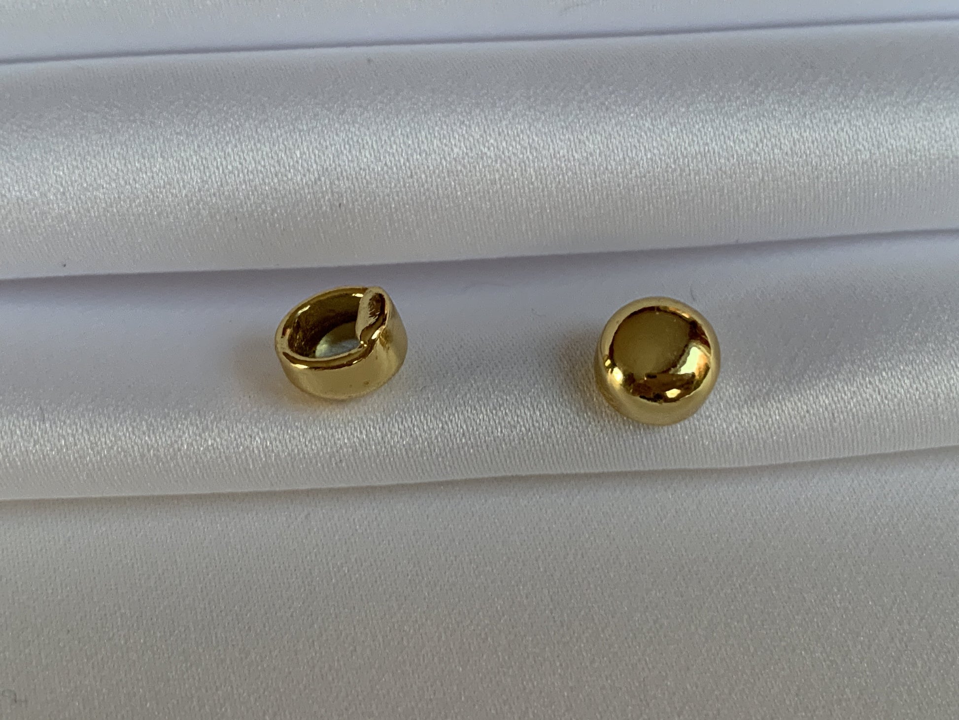  Gold Magnetic Stud covers. Detachable earrings for a truly hypoallergenic jewellery on a white linen
