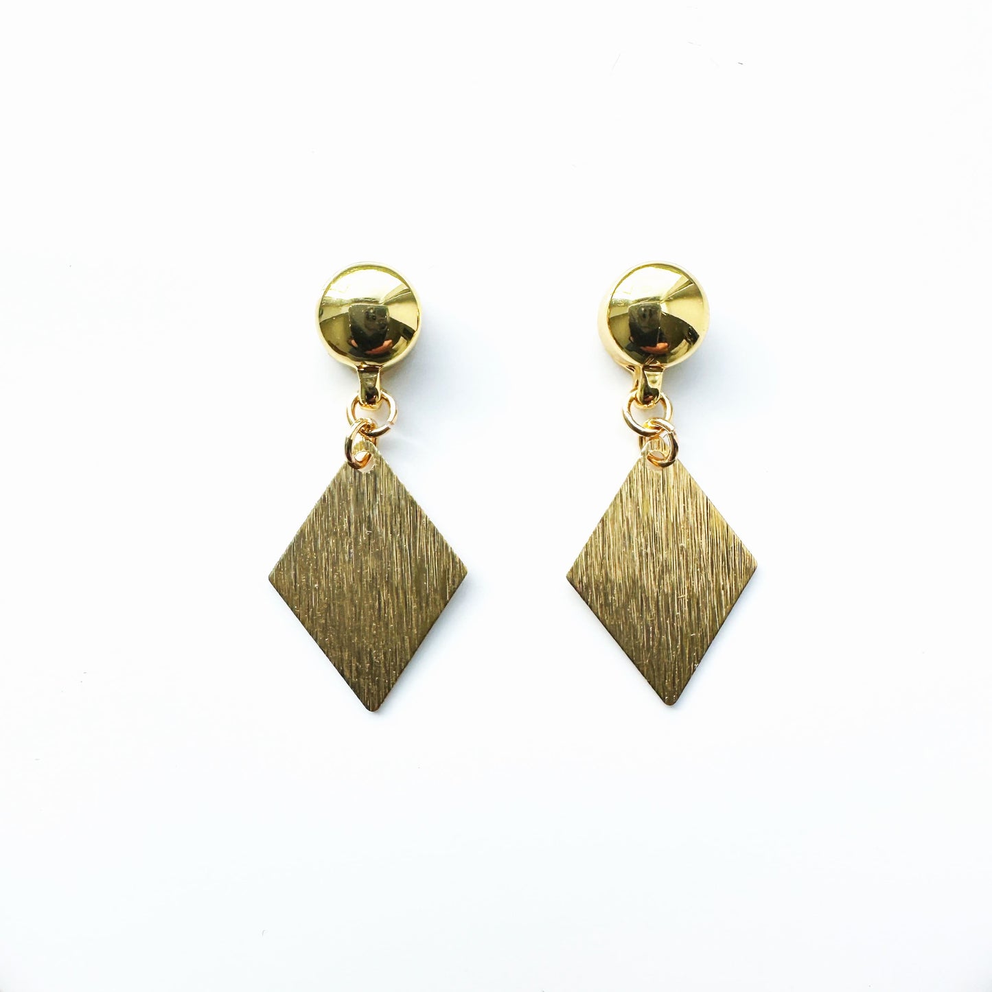 Interchangeable Brushed Rhombus Golden Earrings