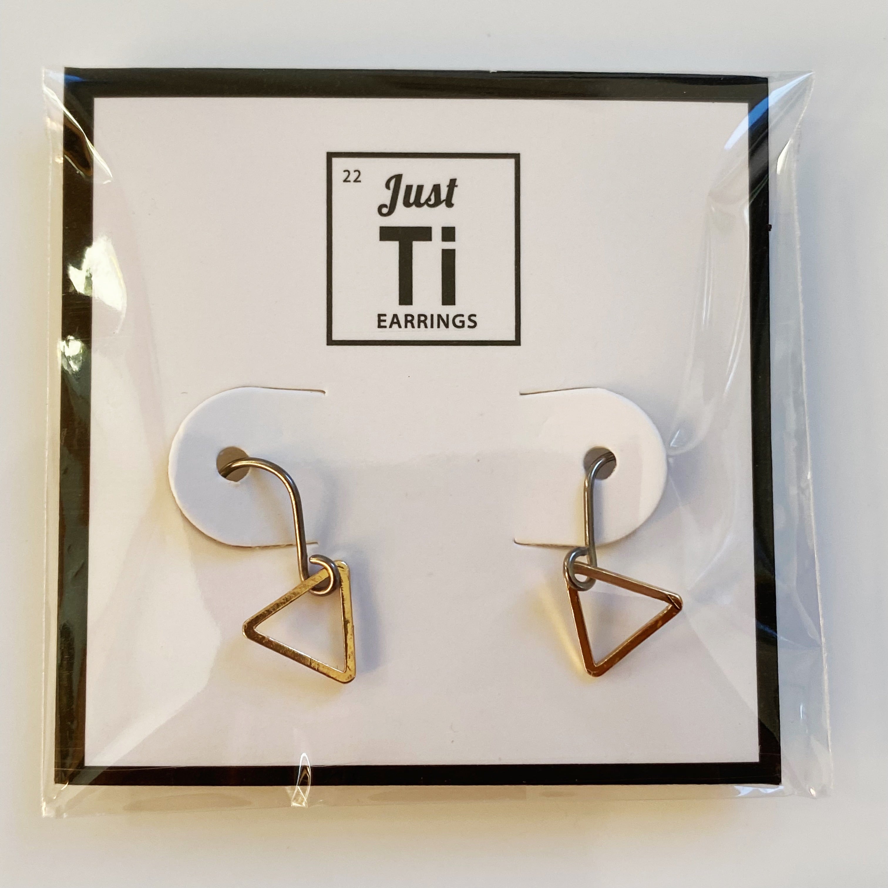Minimal gold triangle drop earring