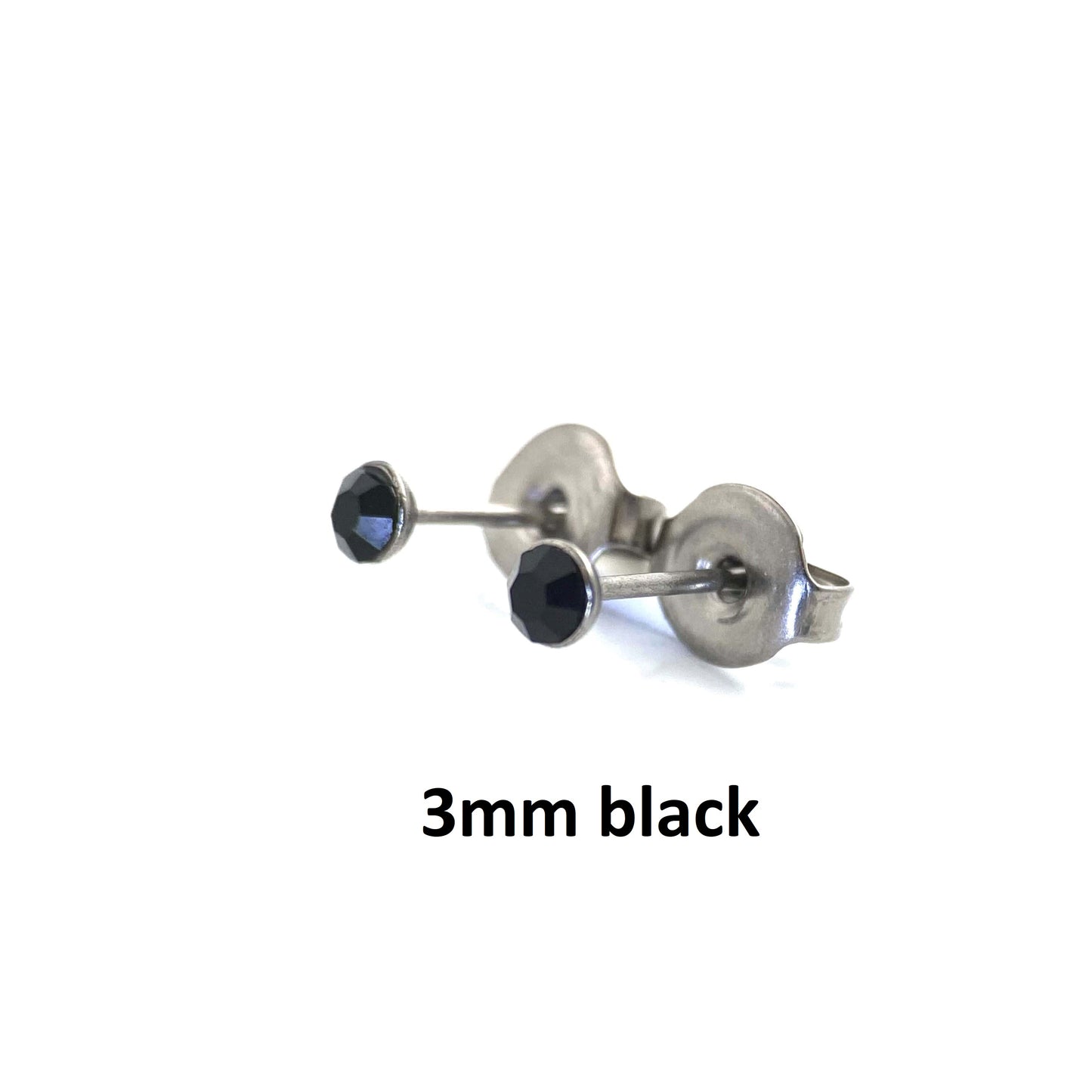 Black Gem Studs titanium small 3mm