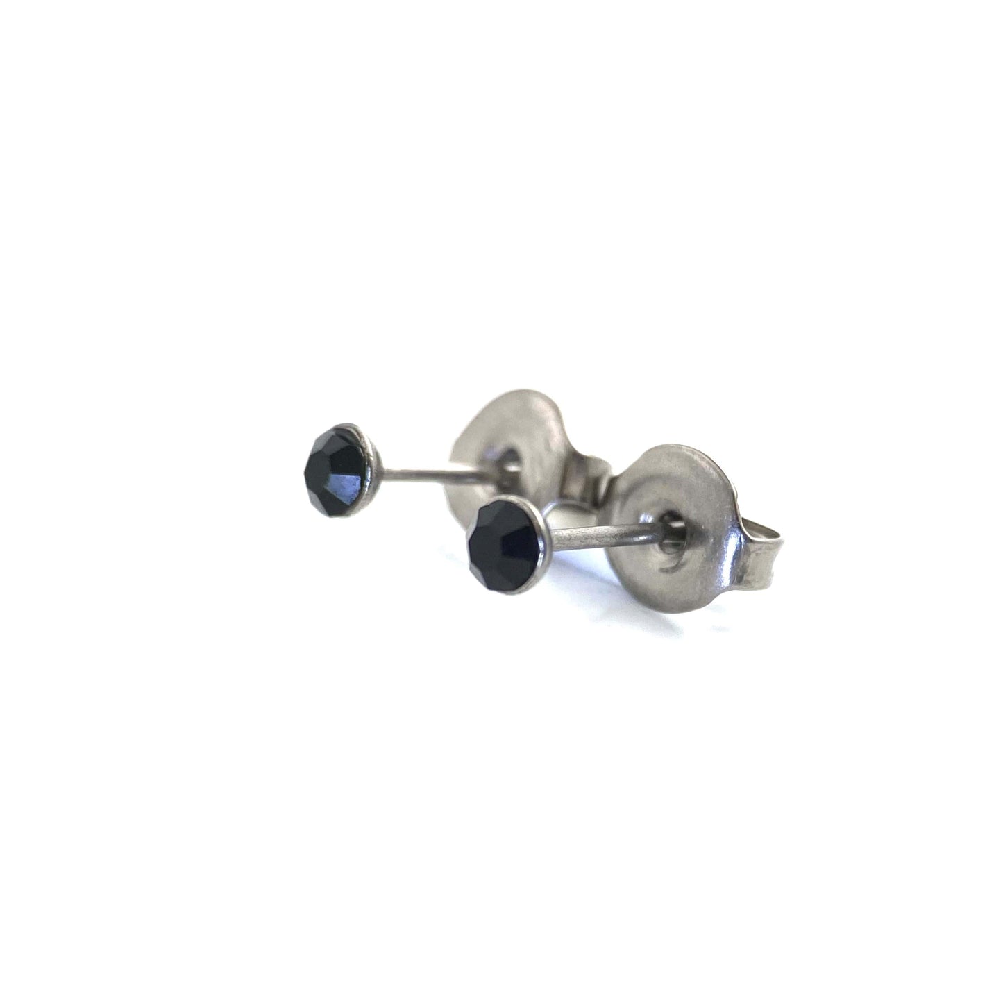 Black Gem Studs titanium with titanium backs 3mm